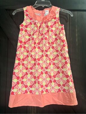 Gymboree Coral Floral Sleeveless Sundress with Neck Flower